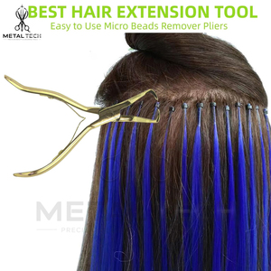 Pince de retrait d'extensions capillaires en acier inoxydable plaqué or, à pointe courbée, pour micro-anneaux, outils de décollement et de déchirure - Product Image 5