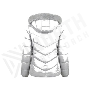 เสื้อแจ็คเก็ตมีฮู้ดบุผ้าควิลท์แต่งขนเฟอร์สีขาว แขนยาวเต็มตัว กันลมสำหรับฤดูหนาว บุด้วยโพลีเอสเตอร์ ความยาวปกติ ปิดด้วยซิป - Product Image 2