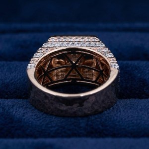 Ready to Ship Round Brilliant Cut VVS Clarity Lab Grown Diamond <b>Ring</b> 14K Rose Gold CVD Diamond Classic Hip Hop <b>Ring</b> For <b>Men</b> - Product Image 4