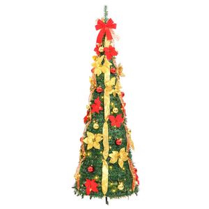 Arbre de Noël Artificiel en PVC et Métal Blanc Chaud, Rouge et Doré avec Lumières de Noël - Catégorie de Produits - Product Image 4