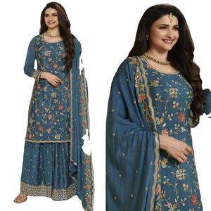Ropa Étnica India y Pakistaní, Traje Salwar Kameez para Mujer con Bordado Intenso, Viscosa Jacquard, Diseño Moderno - Product Image 1