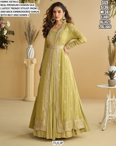 Aqua Raas Pink Anarkali traditionnel pour femmes - Tenue de soirée - Longueur au sol - Soie brodée - Product Image 3
