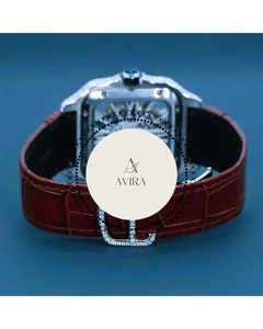High on Demand Sleek Designed Iced Out Natural Diamond Wrist Leather Strap <b>Watches</b> for Mens Luxury Occasional At Best Price - Product Image 6