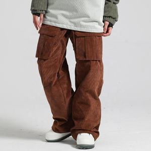 Pantalones de esquí de pana impermeables para hombre y mujer, pantalones holgados de snowboard, pantalones térmicos cargo para invierno, pantalones de nieve de pierna ancha para actividades al aire libre - Product Image 1