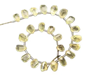 天然柠檬石英宝石刻面金块珠半宝石批发厂家正品高品质