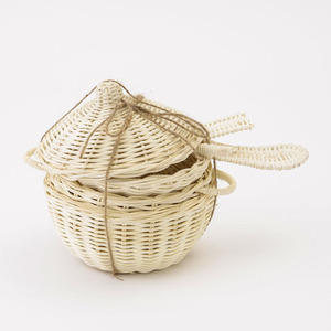 Kitchen utensil toy for child handmade rattan <b>baking</b> play <b>set</b> mini measuring cup toys wholesale - Product Image 3