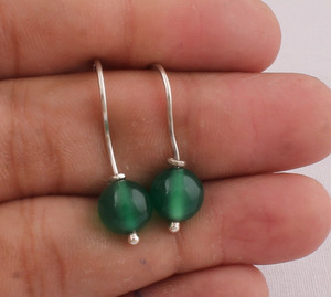 Natural Green Onyx Earring <b>Solid</b> 925 Sterling <b>Silver</b> Handmade Vintage Luxury Drop Earrings for Wedding Anniversary Gift Party - Product Image 3