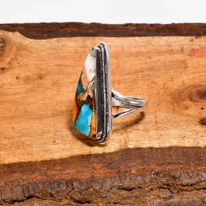 Bague ajustable en cuivre et turquoise, style bohème, argent sterling 925, bijoux faits à la main, cadeau pour femme - Product Image 6