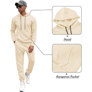 Conjunto deportivo para hombre, tela transpirable, mezcla de algodón ligera, chaqueta de corte ajustado, pantalones jogger, para gimnasio, correr, deportes, ropa informal. - Product Image 4