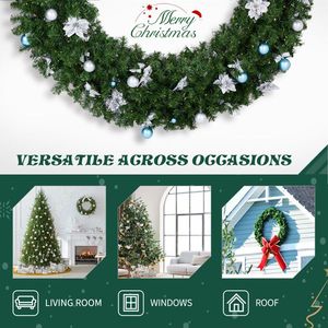 60in Pre-Lit Christmas Wreath with 220 Cold Warm White Lights Artificial Xmas Wreath 600 PVC Tips for DIY Ornaments Decorations - Product Image 5