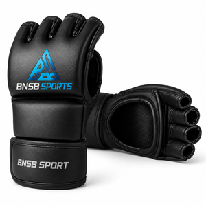 Guantes de Entrenamiento de Piel Sintética PU Negra Transpirable de Alta Calidad, Personalizables, con Dedos Descubiertos, Nudillos Acolchados y Muñequera Ajustable para Boxeo - Product Image 2