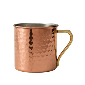 Mug à Moscow Mule en cuivre pur de style moderne, martelé, avec poignée en laiton, écologique, pour cocktails et bières - Product Image 4