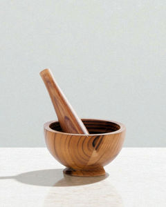 Ensemble mortier et pilon en bois grande capacité pour moudre épices, herbes, graines, ail et usage en cuisine - Product Image 1