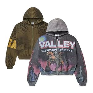 Sweat-shirts décontractés d'été en polyester et coton, effet délavé, poids du tissu 350g, respirants, séchage rapide, avec poches, service OEM - Product Image 3