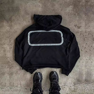 Sudadera con capucha para hombre, estilo gótico, con calavera y cadena de diamantes de imitación, 2026, Streetwear, negra, corte holgado, con gráfico de joyería Heavy Metal y brillo. - Product Image 3