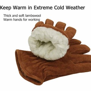 Whole Sale Cowhide Split Leather <b>Driver</b> Work <b>Gloves</b> Wool Lining Personal Protective Heavy Duty Gardening Outdoor Activities - Product Image 3
