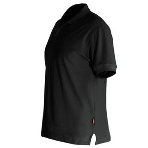 Chemise noire à manches courtes pour homme, couleur unie, style décontracté, coupe classique, tissu tricoté 100% polyester, logo sur le devant, séchage rapide - Product Image 3