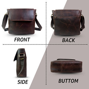 Bolso bandolera vintage de cuero genuino marrón para mujer – Bolso ligero tipo mensajero con cremallera segura - Product Image 2