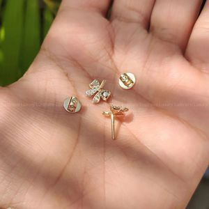 Boucles d'oreilles en or avec diamants, taille ronde, or jaune cultivé en laboratoire, fermoir à vis, bijoux fins pour femmes - Product Image 2