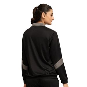 Chaqueta Deportiva Casual para Mujer, con Cierre Completo, Bloques de Color Negro y Gris, Cuello Alto y Manga Larga - Product Image 6