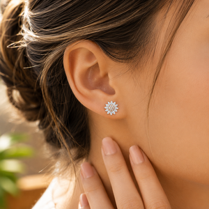 Flower Marquise Cut Diamond <b>Stud</b> Earrings Plated Rose Gold Engagement Women's Earrings Round Cut Moissanite Jewelry - Product Image 6