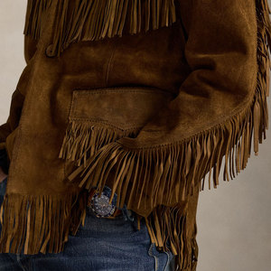 <b>Men's</b> Genuine <b>Suede</b> Leather Fringe <b>Jacket</b> Classic Plain Dyed Design Premium Finish Custom Sizes Private Label OEM Wholesale - Product Image 6