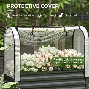 Fioriera rialzata in metallo nero con gambe, coperchio e rivestimento inferiore per la coltivazione di ortaggi, forniture da giardino - Product Image 4