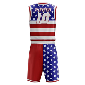 Uniforme de Baloncesto Patriótico con la Bandera de EE. UU., Tejido de Poliéster Premium Anti-Fricción, Camisetas de Baloncesto para Partidos de la Selección Nacional - Product Image 3
