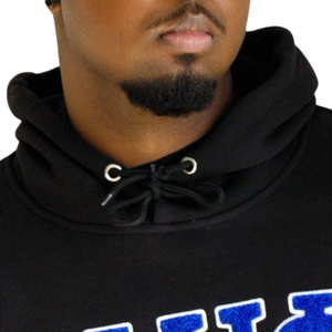 Sudadera con Capucha de Chenille Phi Beta Sigma BLUΦ Negra para Hombre, Sudadera con Capucha con Letras Griegas, Ropa de Fraternidad Premium, Corte Clásico - Product Image 2