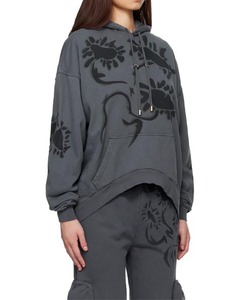 Sudadera con capucha roja con estampado de dragón negro, manga regular, estilo otoñal, 100% algodón, talla grande, prenda al por mayor - Product Image 6