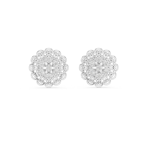Pendientes de Oro Blanco de 14K con Diamantes Cultivados en Laboratorio, Redondos, para Mujer |   Ropa de Oficina |   Diamante Cultivado Nuevo - Product Image 1