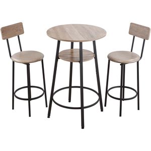 Set of 3pcs 23.5\" Rounded Corner <b>Bar</b> <b>Tables</b> with Two Stools Comfortable Pub <b>Table</b> Furniture - Product Image 1