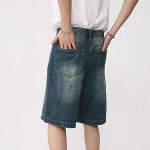 Pantalones Cortos de Mezclilla Largos para Hombre, Casuales, Sólidos, con Cierre de Cremallera, 100% Algodón, Denim Lavado de Alta Calidad - Product Image 1