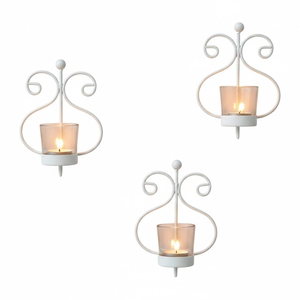 Set Of 2 Black Iron Wall Sconces Vintage Style Metal Wall Hanging <b>Tealight</b> Candle <b>Holders</b> For Home Decor Wedding And Events - Product Image 4
