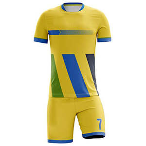 Custom 100% Polyester Cheap Football Jersey Training Soccer Uniform Set Crew Neck <b>Patchwork</b> Laser Printed Name & Logo for Unisex - Product Image 4