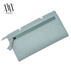 WRIZA Women Genuine Leather <b>RFID</b> <b>Blocking</b> Clutch <b>Wallet</b> Slim Red Zipper Purse Elegant Credit Card Holder Travel Ladies Handbag - Product Image 5