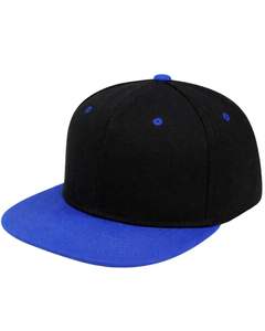 Gorra Snapback de Visera Plana Negra y Azul Rey, Ajustable, de Mezcla de Algodón, Estilo Urbano, Unisex, Casual, de Moda, al por Mayor - Product Image 1