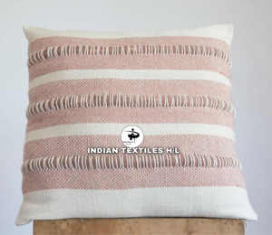 Tufted Boho Wool Cushion Cover By Indian Textiles H/L Handwoven Decorative <b>Throw</b> <b>Pillow</b> Luxury Boho <b>Pillow</b> - Product Image 2