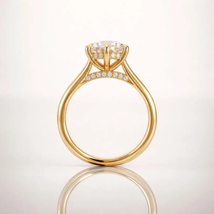 Premium Gold Round Lab Diamond Hidden Halo Prong Setting Luxury <b>Solitaire</b> Engagement <b>Ring</b> by Elvora Gems - Product Image 1