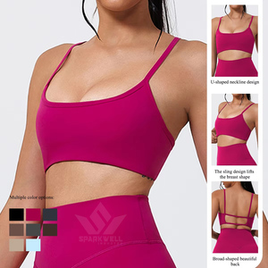 Vêtements de sport pour femmes, bretelles spaghetti, taille haute, col rond, découpe au dos, extensible, respirant, séchage rapide, yoga, gym, fitness, entraînement - Product Image 5