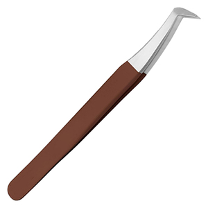 Pince à épiler en acier inoxydable marron ZH INTERNATIONAL, forme en L, pointe de précision, outil pour extensions de cils volume, pince à épiler avec logo personnalisé - Product Image 1