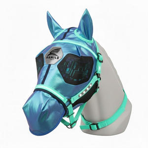 Masque anti-mouches pour chevaux, doux, extensible, protection UV, confortable, avec oreilles, respirant, élastique, avec couvre-yeux en maille - Product Image 5