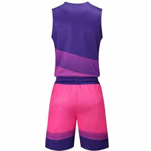 Conjunto de Uniforme de Baloncesto Sublimado Personalizado, Unisex para Adultos, Transpirable, con Degradado Morado y Rosa, Camiseta sin Mangas y Pantalones Cortos - Product Image 3