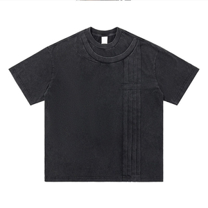 T-shirt coupe ample vintage délavé à l'acide, surdimensionné, de luxe, pour homme, élégant, pour l'extérieur, avec logo personnalisé, streetwear - Product Image 1