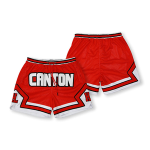 Shorts noirs de l'équipe de Canton avec bordure bleue et rose, taille à cordon de serrage, style sport décontracté, shorts courts pour hommes - Product Image 3
