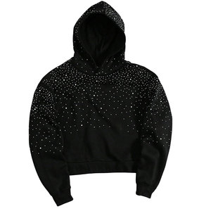 Sudadera con capucha de algodón con pedrería, estilo moderno, ideal para atuendos casuales, viajes y moda urbana. - Product Image 1