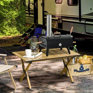 Forno per Pizza a Legna da Esterno Nero con 12 Pietre Refrattarie e Copertura Impermeabile per Cucinare sul Patio, Ideale per Tostare e Cuocere! - Product Image 2