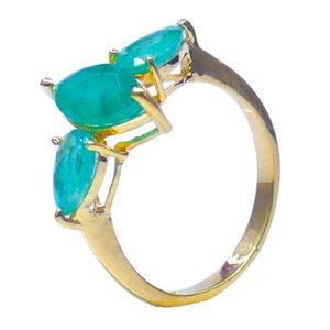 Wedding Wear 925 Sterling Silver 14K Gold Plated Channel Setting <b>Emerald</b> Gemstone Women Classic <b>Ring</b> - Product Image 1