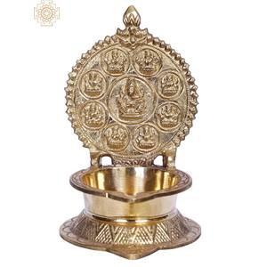 Handmade 6-Inch Ashtalakshmi Diya <b>Lamp</b> in Brass Indian <b>Oil</b> <b>Lamps</b> & Accessories - Product Image 1