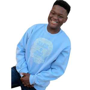 Sudadera con cuello redondo Jack and Jill, sudadera con estampado gráfico de nubes de palabras en azul para hombres y mujeres, ropa informal, sudadera de manga larga - Product Image 3